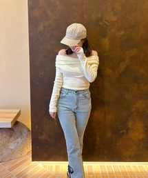ドレープオフショルダーニット