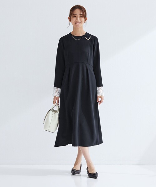 green label relaxing（グリーンレーベルリラクシング）の「［size SHORTあり］ソデレース 2WAY ワンピース（ワンピース・レディース・ネイビー・38/36/SHORT）」の5枚目の写真