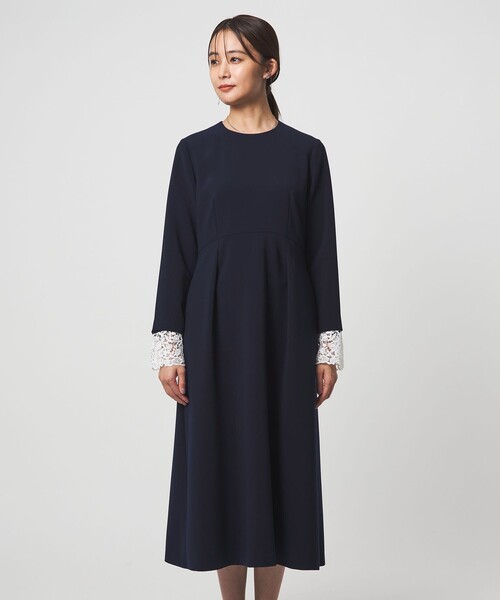 green label relaxing（グリーンレーベルリラクシング）の「［size SHORTあり］ソデレース 2WAY ワンピース（ワンピース・レディース・ネイビー・38/36/SHORT）」の18枚目の写真