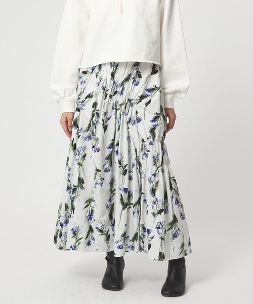 ＜EMMEL REFINES＞EM フラワープリント シャーリング スカート