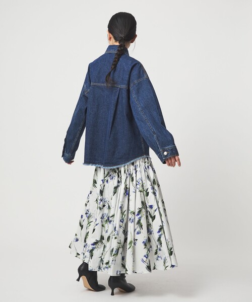 EMMEL REFINES（エメルリファインズ）の「＜EMMEL REFINES＞EM フラワープリント シャーリング スカート（スカート・レディース・オフホワイト/ブラック・M/S）」の6枚目の写真