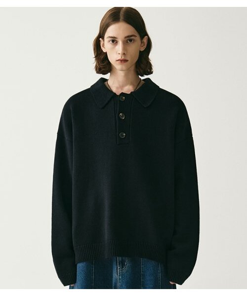 AVANDRESS(アバンドレス )の「Kamen Collar Knit BLACK(ニット/セーター・メンズ・ブラック・SMALL/MEDIUM)」の1枚目の写真