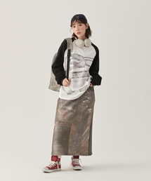 ESCAPEFROM（エスケープフロム）の「フラワーウォッシュドデニムプリンテッドスウェットスカートブラック（スカート）」