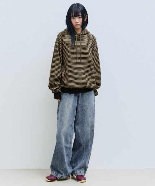 F.ILLUMINATE（フィルミネイト）の「スモールアセンティックストライプフードパーカー-カーキ（パーカー・レディース・その他・SMALL/MEDIUM/LARGE）」の5枚目の写真