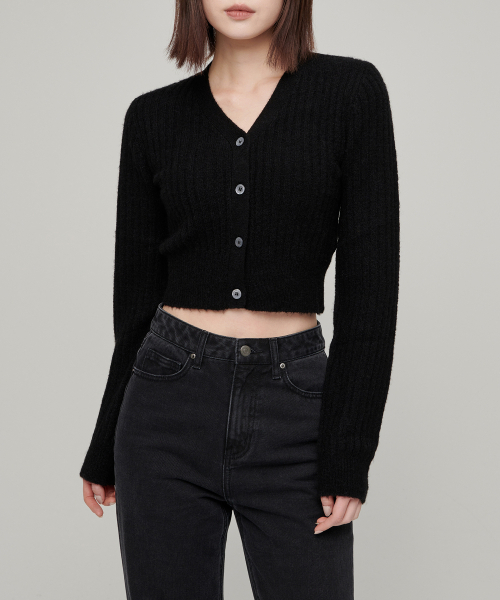 MUSINSA STANDARD WOMAN（ムシンサスタンダードウーマン）の「ウィメンズソフトブークルリブクロップカーディガン[ブラック]（カーディガン/ボレロ・レディース・その他・SMALL/MEDIUM/LARGE/X-SMALL）」の2枚目の写真