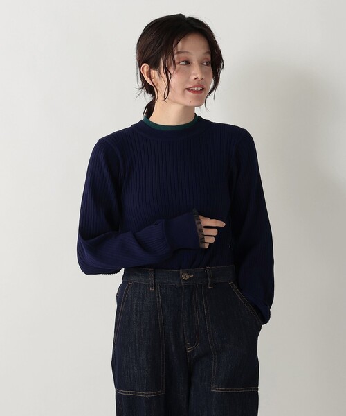 Afternoon Tea(アフタヌーンティー)の「レイヤード風プルオーバーニット(ニット/セーター・レディース・グレー/ブルー/ネイビー・MEDIUM)」の1枚目の写真