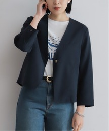 NOMBRE IMPAIR（ノンブルアンペール）の「【予約】リヨセルポリ麻 ショートジャケット（ノーカラージャケット）」