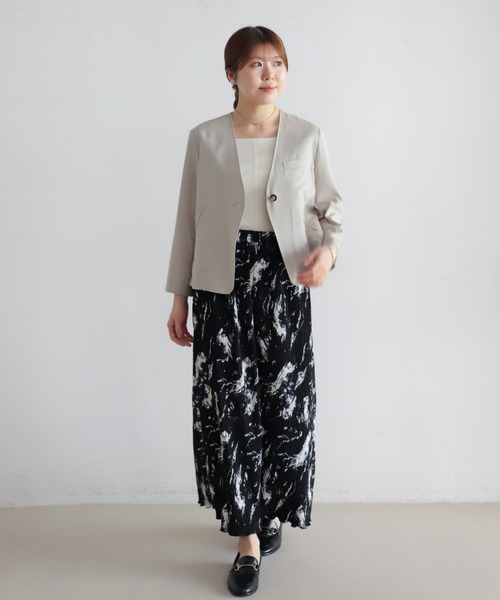 NOMBRE IMPAIR(ノンブルアンペール)の「リヨセルポリ麻 ショートジャケット(ノーカラージャケット・レディース・グレー/ネイビー/ベージュ・FREE)」の17枚目の写真