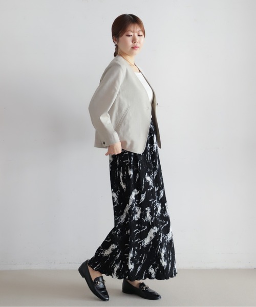 NOMBRE IMPAIR(ノンブルアンペール)の「リヨセルポリ麻 ショートジャケット(ノーカラージャケット・レディース・グレー/ネイビー/ベージュ・FREE)」の18枚目の写真