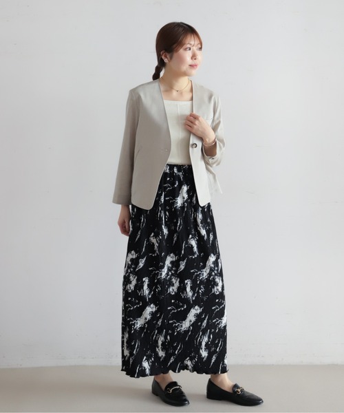 NOMBRE IMPAIR(ノンブルアンペール)の「リヨセルポリ麻 ショートジャケット(ノーカラージャケット・レディース・グレー/ネイビー/ベージュ・FREE)」の19枚目の写真