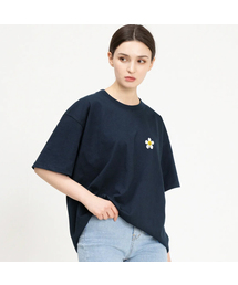 GRAVER（グレーバー）の「[UNISEX] FLOWER DOT EMBROIDERED WHITE CLIP SHORT SLEEVE T-SHIRT_NAVY（Tシャツ/カットソー）」