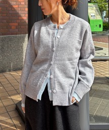 ISOOK | 【ISOOK / アイスー】配色レイヤードカーディガン / ニット カーディガン バイカラー 秋冬 厚手 ミドル丈 長袖 羽織り グレー ZOZOTOWN限定(カーディガン/ボレロ)