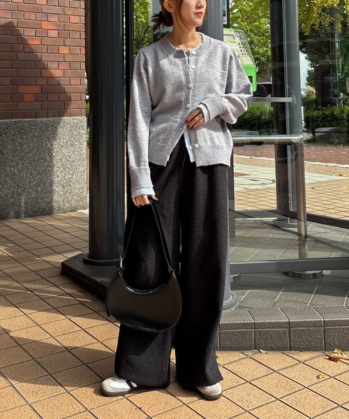 ISOOK（アイスー）の「【ISOOK / アイスー】配色レイヤードカーディガン / ニット カーディガン バイカラー 秋冬 厚手 ミドル丈 長袖 羽織り グレー ZOZOTOWN限定（カーディガン/ボレロ・レディース・グレー/チャコールグレー・FREE）」の6枚目の写真