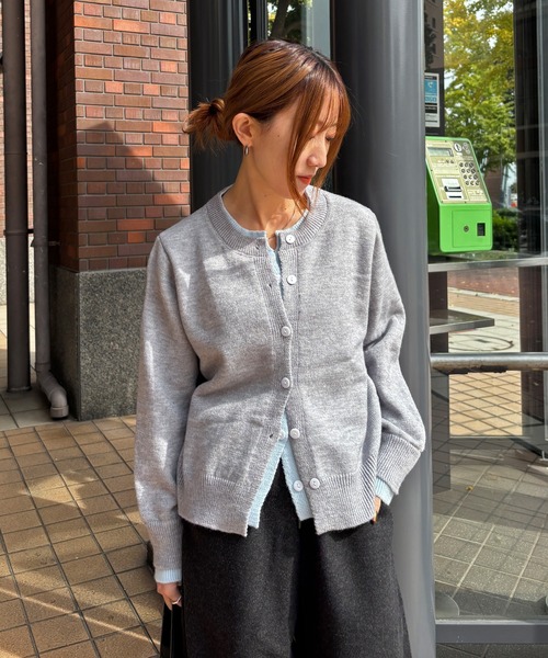 ISOOK（アイスー）の「【ISOOK / アイスー】配色レイヤードカーディガン / ニット カーディガン バイカラー 秋冬 厚手 ミドル丈 長袖 羽織り グレー ZOZOTOWN限定（カーディガン/ボレロ・レディース・グレー/チャコールグレー・FREE）」の13枚目の写真