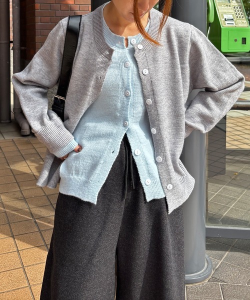 ISOOK（アイスー）の「【ISOOK / アイスー】配色レイヤードカーディガン / ニット カーディガン バイカラー 秋冬 厚手 ミドル丈 長袖 羽織り グレー ZOZOTOWN限定（カーディガン/ボレロ・レディース・グレー/チャコールグレー・FREE）」の14枚目の写真