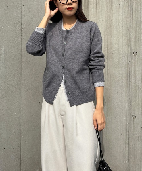 ISOOK（アイスー）の「【ISOOK / アイスー】配色レイヤードカーディガン / ニット カーディガン バイカラー 秋冬 厚手 ミドル丈 長袖 羽織り グレー ZOZOTOWN限定（カーディガン/ボレロ・レディース・グレー/チャコールグレー・FREE）」の21枚目の写真