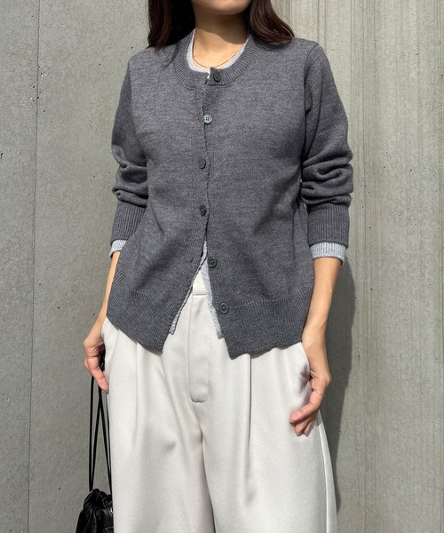 ISOOK（アイスー）の「【ISOOK / アイスー】配色レイヤードカーディガン / ニット カーディガン バイカラー 秋冬 厚手 ミドル丈 長袖 羽織り グレー ZOZOTOWN限定（カーディガン/ボレロ・レディース・グレー/チャコールグレー・FREE）」の8枚目の写真