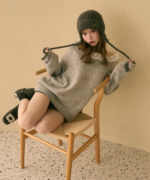 TITTY&CO.(ティティーアンドコー)の「耳当て付きループニット帽(ニットキャップ/ビーニー・レディース・ブラック/グレー/アイボリー・FREE)」の22枚目の写真