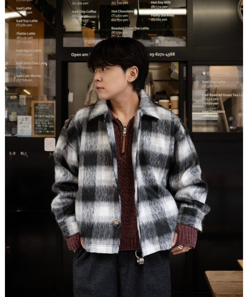 CIASU(シアス)の「レトロチェックシャツブルゾン(ニット/セーター・メンズ・ブラック/ブラウン・LARGE/MEDIUM)」の2枚目の写真