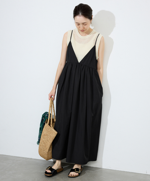 SLOBE IENA タフタギャザーキャミワンピース　38 SLOBE IENA｜《WEB限定/追加2》タフタギャザーキャミワンピース