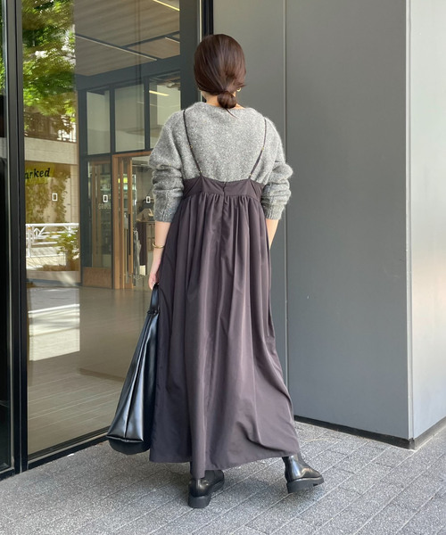 WEB限定/追加4》タフタギャザーキャミワンピース（ワンピース）｜SLOBE