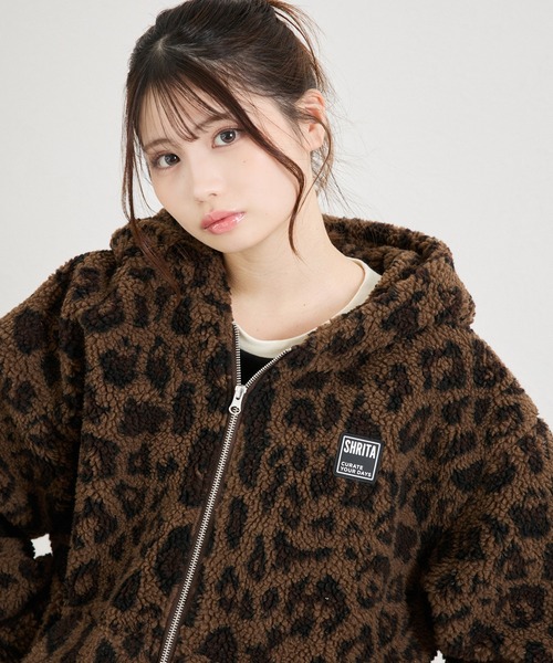 shrita(シュリータ)の「総柄ボアブルゾン(ブルゾン・キッズ・グリーン系その他/ブラウン系その他・FREE)」の4枚目の写真