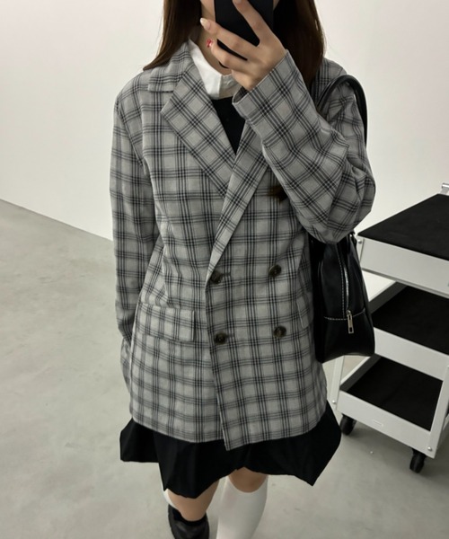 Birthday room（バースデイルーム）の「ダブルテーラードジャケット/double-breasted tailored jacket（テーラードジャケット・レディース・ネイビー/ベージュ/ブラック・FREE）」の2枚目の写真