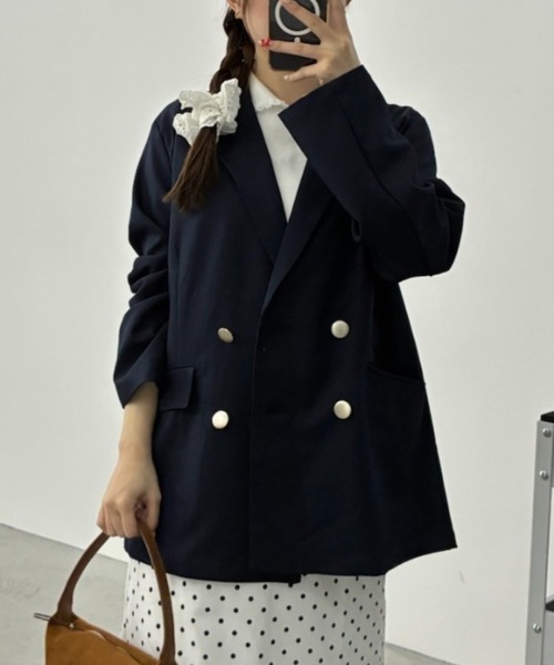 Birthday room（バースデイルーム）の「ダブルテーラードジャケット/double-breasted tailored jacket（テーラードジャケット・レディース・ネイビー/ベージュ/ブラック・FREE）」の18枚目の写真