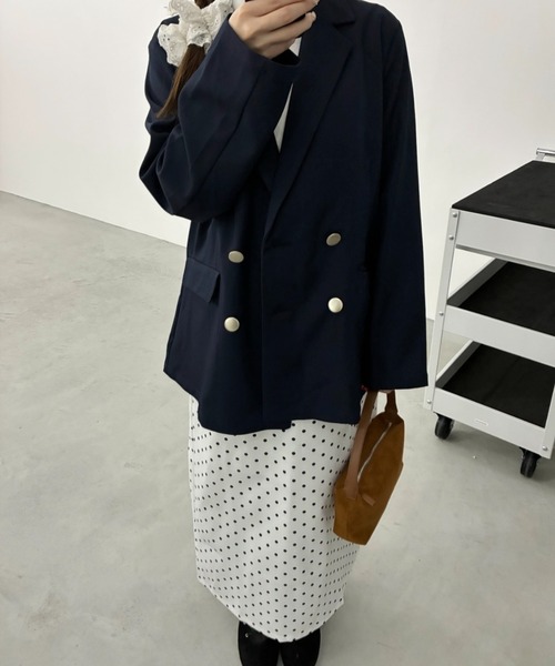 Birthday room（バースデイルーム）の「ダブルテーラードジャケット/double-breasted tailored jacket（テーラードジャケット・レディース・ネイビー/ベージュ/ブラック・FREE）」の19枚目の写真