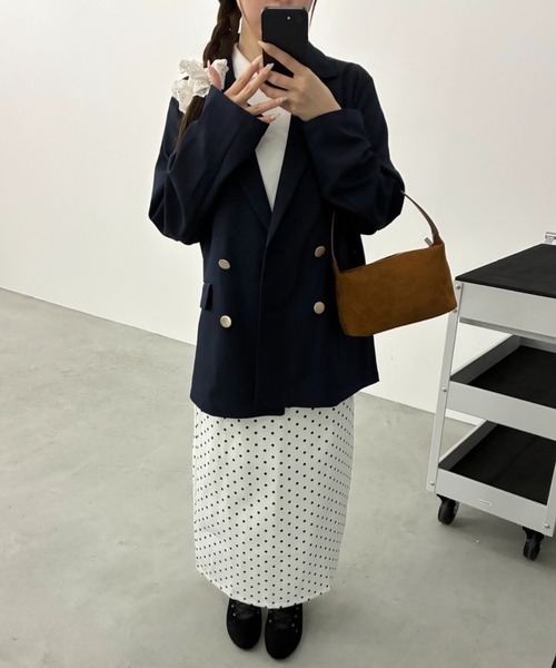 Birthday room（バースデイルーム）の「ダブルテーラードジャケット/double-breasted tailored jacket（テーラードジャケット・レディース・ネイビー/ベージュ/ブラック・FREE）」の21枚目の写真