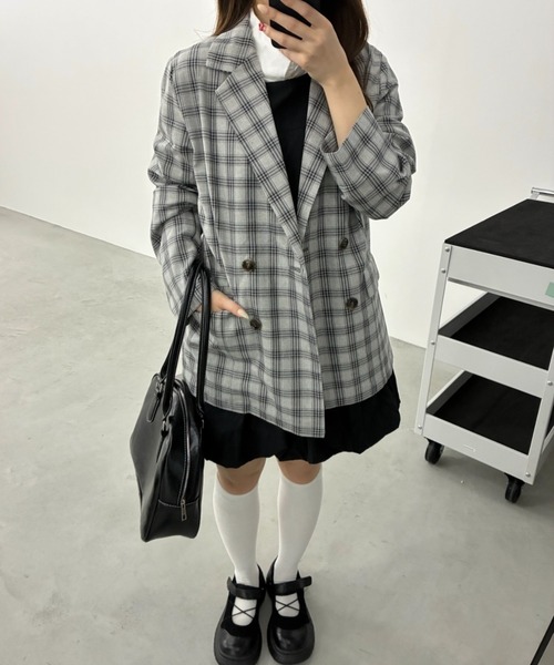 Birthday room（バースデイルーム）の「ダブルテーラードジャケット/double-breasted tailored jacket（テーラードジャケット・レディース・ネイビー/ベージュ/ブラック・FREE）」の5枚目の写真