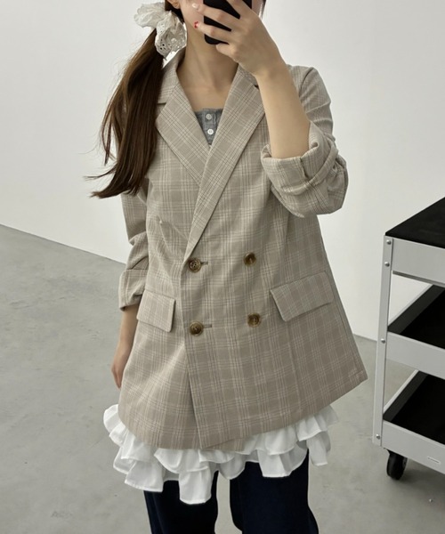 Birthday room（バースデイルーム）の「ダブルテーラードジャケット/double-breasted tailored jacket（テーラードジャケット・レディース・ネイビー/ベージュ/ブラック・FREE）」の10枚目の写真