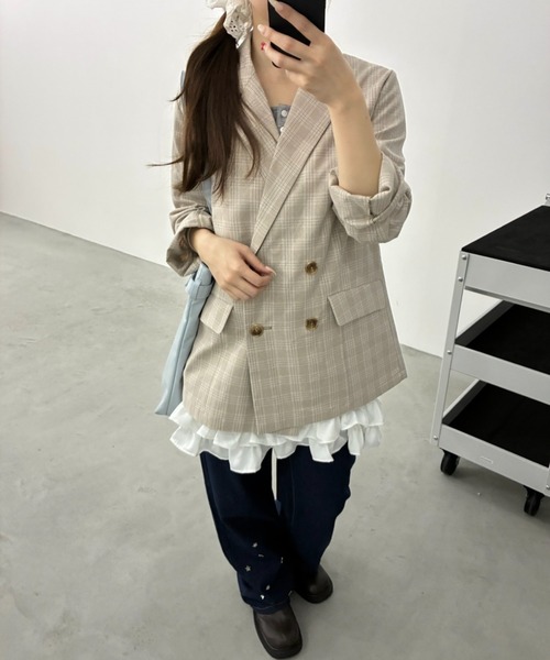 Birthday room（バースデイルーム）の「ダブルテーラードジャケット/double-breasted tailored jacket（テーラードジャケット・レディース・ネイビー/ベージュ/ブラック・FREE）」の11枚目の写真