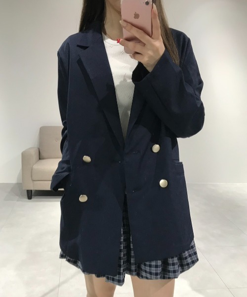 Birthday room（バースデイルーム）の「ダブルテーラードジャケット/double-breasted tailored jacket（テーラードジャケット・レディース・ネイビー/ベージュ/ブラック・FREE）」の22枚目の写真