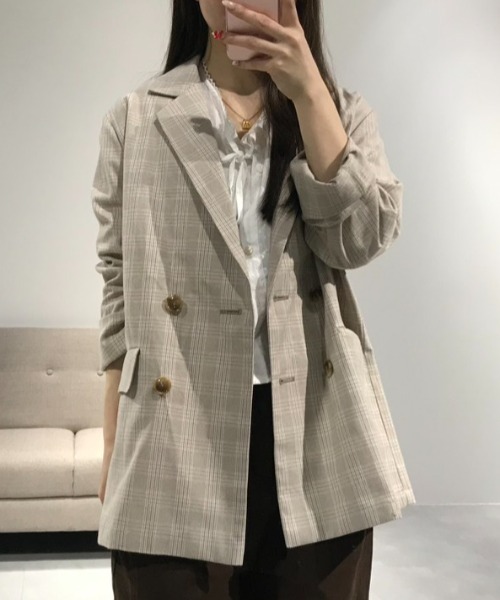 Birthday room（バースデイルーム）の「ダブルテーラードジャケット/double-breasted tailored jacket（テーラードジャケット・レディース・ネイビー/ベージュ/ブラック・FREE）」の13枚目の写真