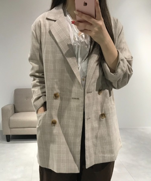 Birthday room（バースデイルーム）の「ダブルテーラードジャケット/double-breasted tailored jacket（テーラードジャケット・レディース・ネイビー/ベージュ/ブラック・FREE）」の14枚目の写真