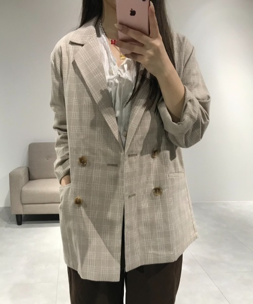 Birthday room（バースデイルーム）の「ダブルテーラードジャケット/double-breasted tailored jacket（テーラードジャケット・レディース・ネイビー/ベージュ/ブラック・FREE）」の15枚目の写真