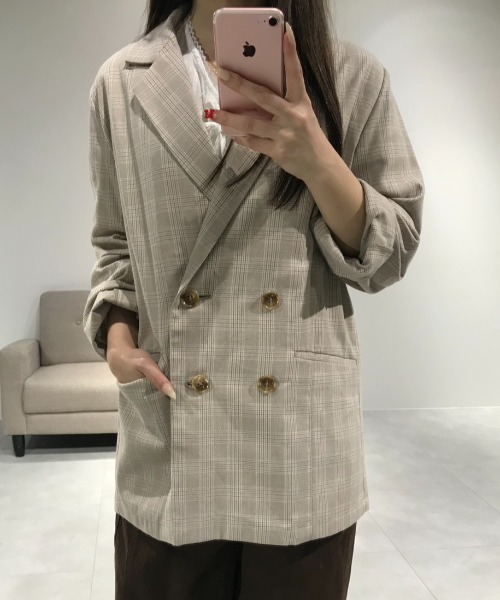 Birthday room（バースデイルーム）の「ダブルテーラードジャケット/double-breasted tailored jacket（テーラードジャケット・レディース・ネイビー/ベージュ/ブラック・FREE）」の16枚目の写真