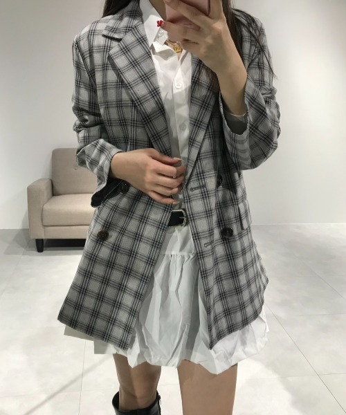 Birthday room（バースデイルーム）の「ダブルテーラードジャケット/double-breasted tailored jacket（テーラードジャケット・レディース・ネイビー/ベージュ/ブラック・FREE）」の8枚目の写真