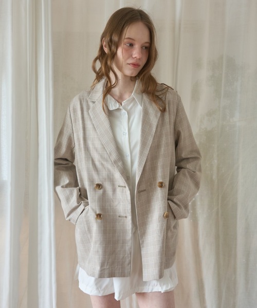 Birthday room（バースデイルーム）の「ダブルテーラードジャケット/double-breasted tailored jacket（テーラードジャケット・レディース・ネイビー/ベージュ/ブラック・FREE）」の4枚目の写真