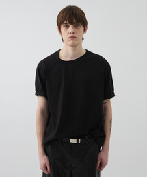 WINDER（ワインダー）の「UNBALANCED NECK SHORT TOP - BLACK（Tシャツ/カットソー）」