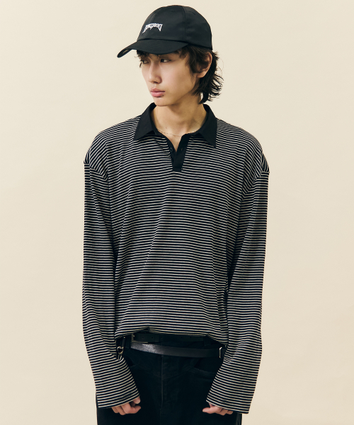 VASTIC(バスティック)の「ストライプカラー長袖_ブラック / ホワイト(Tシャツ/カットソー・メンズ・ネイビー・X-LARGE/MEDIUM/LARGE)」の1枚目の写真