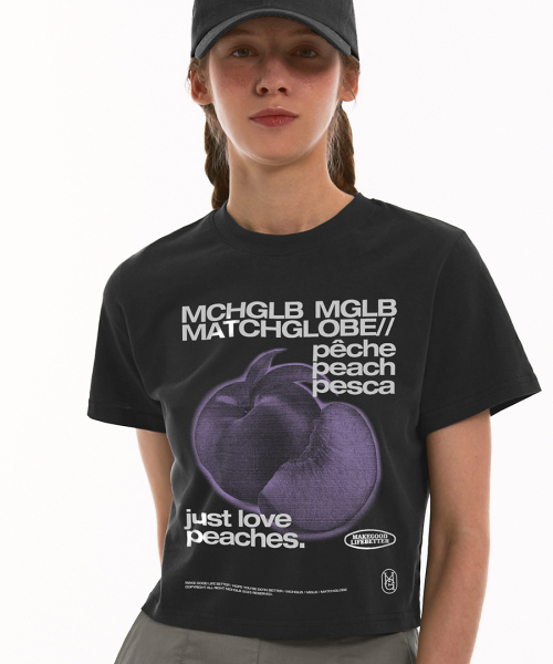 MATCHGLOBE（マッチグローブ）の「ピーチクロップTシャツ（ブラック）（Tシャツ/カットソー・レディース・その他・FREE）」の2枚目の写真