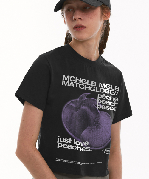 MATCHGLOBE（マッチグローブ）の「ピーチクロップTシャツ（ブラック）（Tシャツ/カットソー・レディース・その他・FREE）」の3枚目の写真