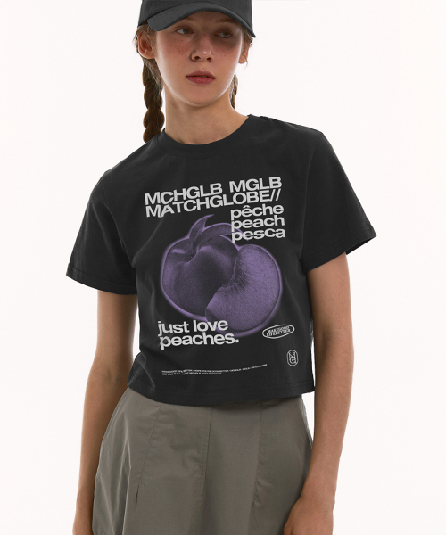 MATCHGLOBE（マッチグローブ）の「ピーチクロップTシャツ（ブラック）（Tシャツ/カットソー・レディース・その他・FREE）」の4枚目の写真