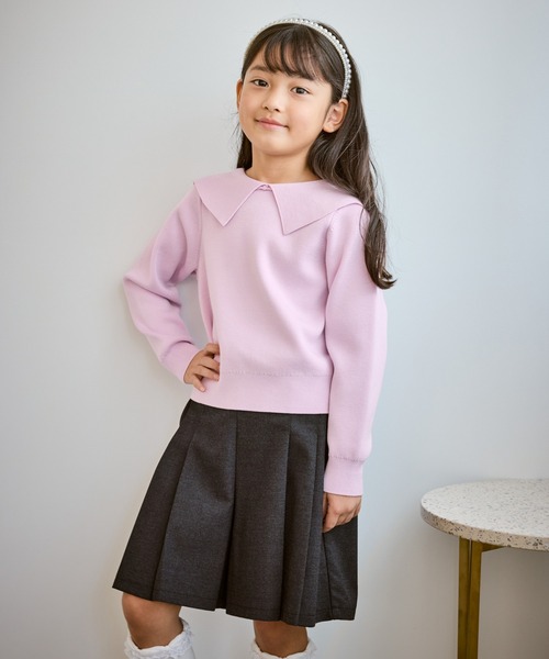 ROPE' PICNIC(ロペピクニック)の「【KIDS/キッズ】前後2WAYマシュマロニットリボンカラートップス/リンクコーデ(ニット/セーター・キッズ・ブラック/ピンク系その他2/キナリ・130/150/140)」の1枚目の写真