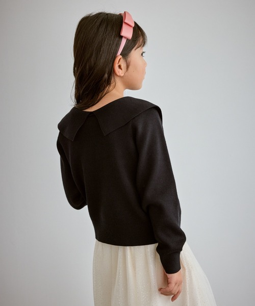 ROPE' PICNIC(ロペピクニック)の「【KIDS/キッズ】前後2WAYマシュマロニットリボンカラートップス/リンクコーデ(ニット/セーター・キッズ・ブラック/ピンク系その他2/キナリ・130/150/140)」の6枚目の写真