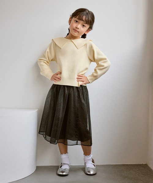 ROPE' PICNIC(ロペピクニック)の「【KIDS/キッズ】前後2WAYマシュマロニットリボンカラートップス/リンクコーデ(ニット/セーター・キッズ・ブラック/ピンク系その他2/キナリ・130/150/140)」の8枚目の写真
