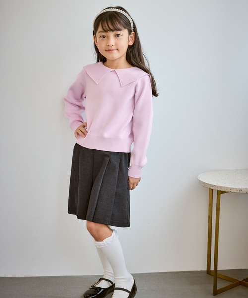 ROPE' PICNIC(ロペピクニック)の「【KIDS/キッズ】前後2WAYマシュマロニットリボンカラートップス/リンクコーデ(ニット/セーター・キッズ・ブラック/ピンク系その他2/キナリ・130/150/140)」の10枚目の写真