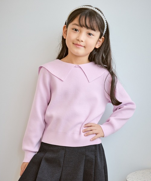 ROPE' PICNIC(ロペピクニック)の「【KIDS/キッズ】前後2WAYマシュマロニットリボンカラートップス/リンクコーデ(ニット/セーター・キッズ・ブラック/ピンク系その他2/キナリ・130/150/140)」の12枚目の写真